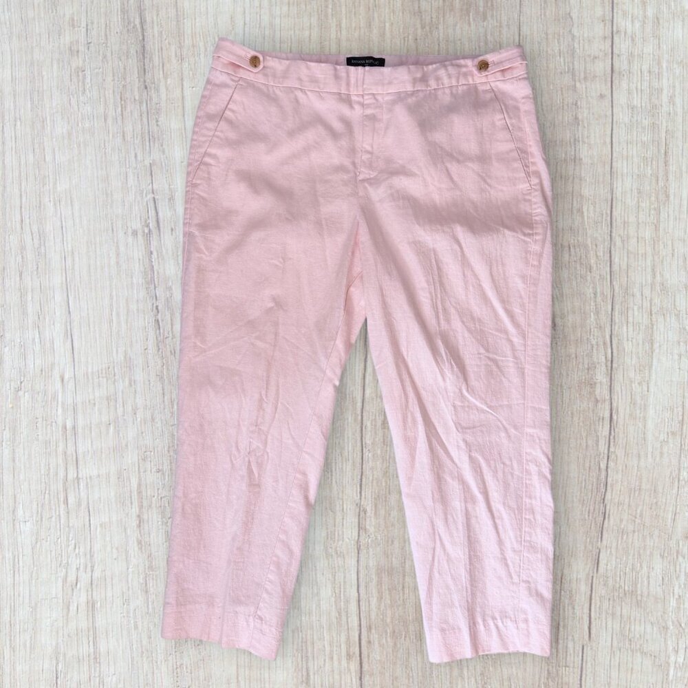 Banana Republic Avery Petite 14 Blush Linen Blend Cropped Ankle Pants